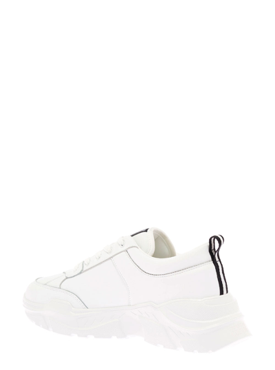 Shop Versace Jeans Couture Versace Man's White Leather Blend Sneakers With Logo