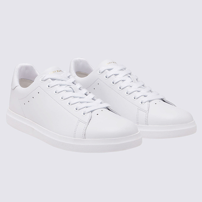 Shop Tory Burch White Leather Sneakers In Titanium