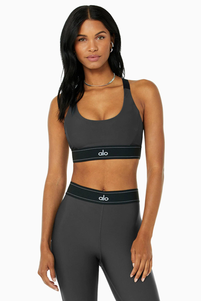 Shop Alo Yoga Airlift Suit Up Bra In Grey