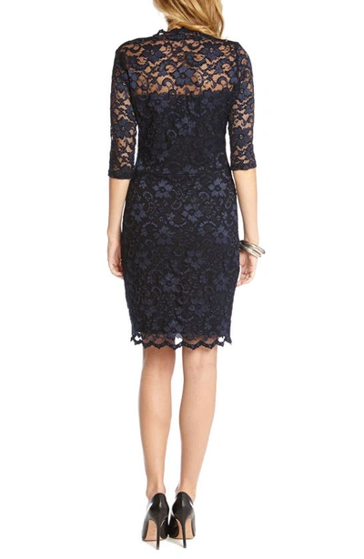 Karen Kane Scalloped Lace Cocktail Dress In Navy