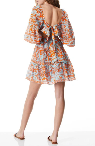 Shop Alice And Olivia Rowen Bishop Sleeve Cotton & Silk Minidress In Forever Yours Sienna