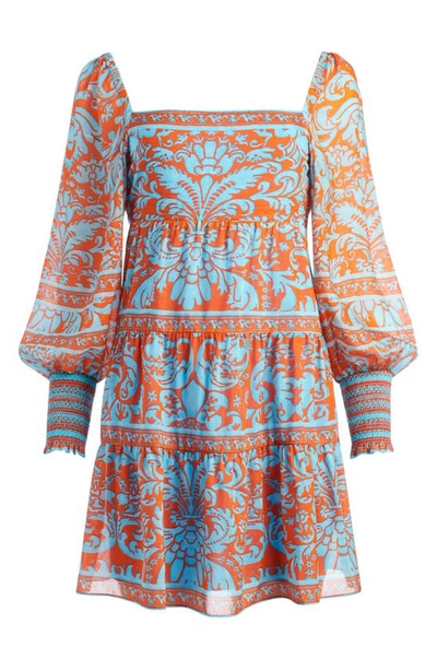Shop Alice And Olivia Rowen Bishop Sleeve Cotton & Silk Minidress In Forever Yours Sienna
