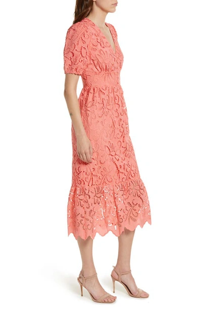 Shop Adelyn Rae Farrah Eyelet Midi Dress In Coral