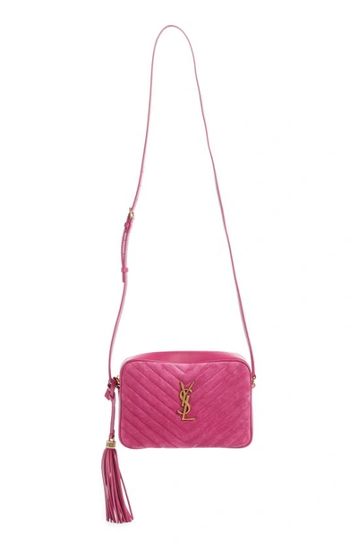 Shop Saint Laurent Lou Quilted Leather Camera Bag In Rose Rubis