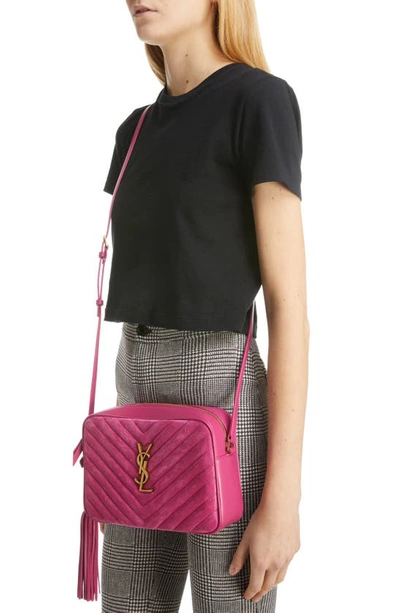 Shop Saint Laurent Lou Quilted Leather Camera Bag In Rose Rubis
