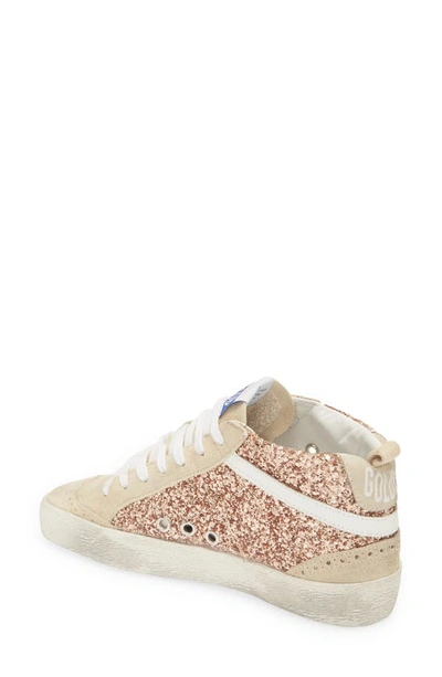 Shop Golden Goose Mid Star Glitter Sneaker In Peach/ Pearl/ White