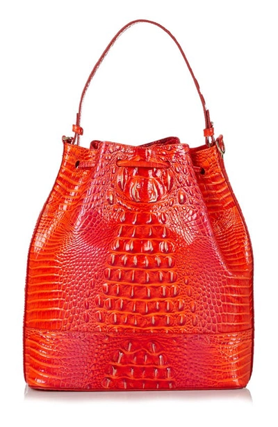 Shop Brahmin Marlowe Croc Embossed Leather Bucket Bag In Flame Melbourne