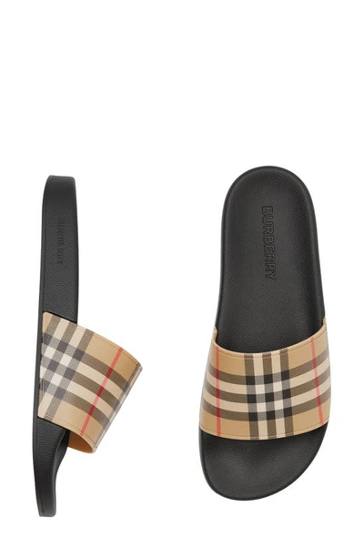 Shop Burberry Furley Vintage Check Slide Sandal In Archive Beige