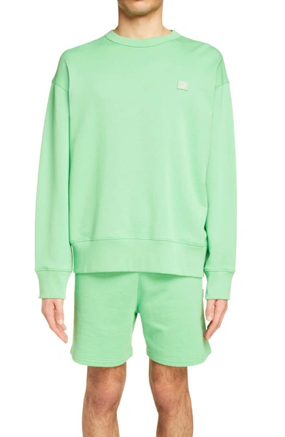 Shop Acne Studios Face Patch Cotton Sweatshirt In Fern Green