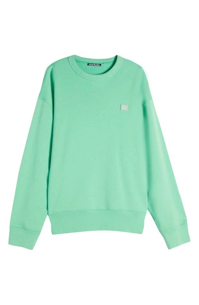 Shop Acne Studios Face Patch Cotton Sweatshirt In Fern Green