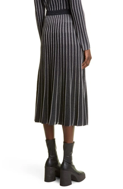 Shop Stella Mccartney Pleated Metallic Stripe A-line Skirt In Multicolor
