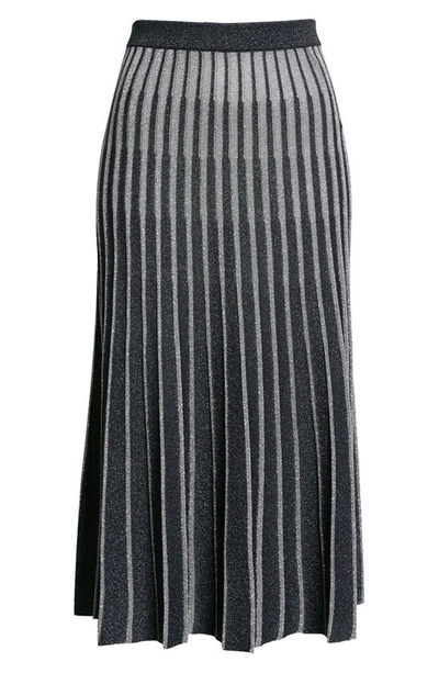 Shop Stella Mccartney Pleated Metallic Stripe A-line Skirt In Multicolor