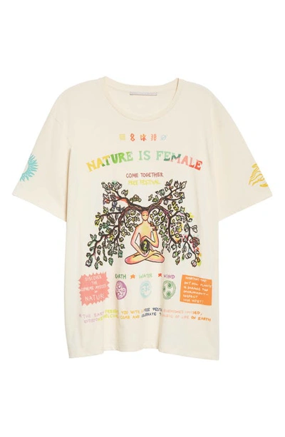 Shop Stella Mccartney Nature Is Female Cotton Graphic T-shirt In Magnolia