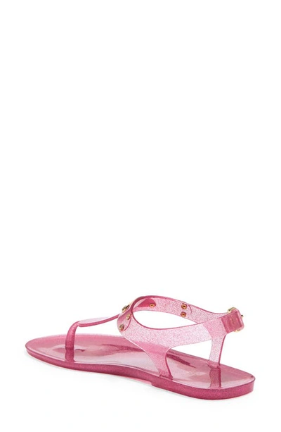 Michael Michael Kors Logo Plate Glitter Jelly Thong Sandals In French Pink  | ModeSens