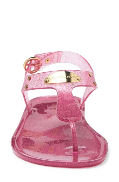 Michael Michael Kors Logo Plate Glitter Jelly Thong Sandals In French Pink  | ModeSens
