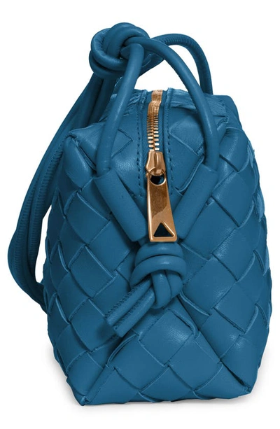 Shop Bottega Veneta Small Intrecciato Leather Crossbody Bag In Blueprint-gold