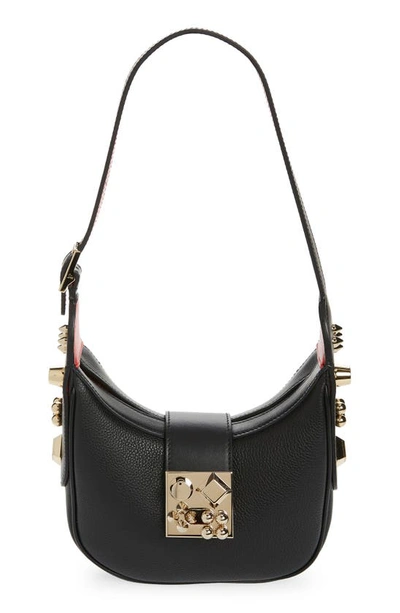 Shop Christian Louboutin Mini Carasky Leather Hobo Bag In Black/ Black