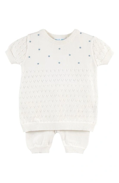 Feltman Brothers Kids' Pointelle Knit Short Sleeve Sweater & Pants In Ivory