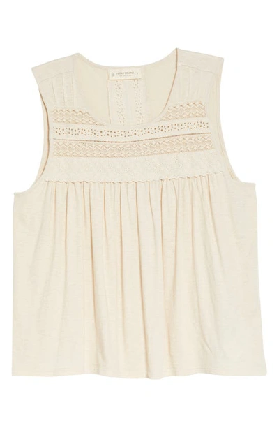Shop Lucky Brand Lace Trim Tank In Cream