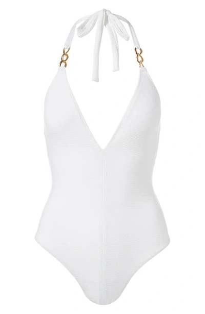 Melissa Odabash Naples Plunge Cotton One-piece Swimsuit In Mazy White ...