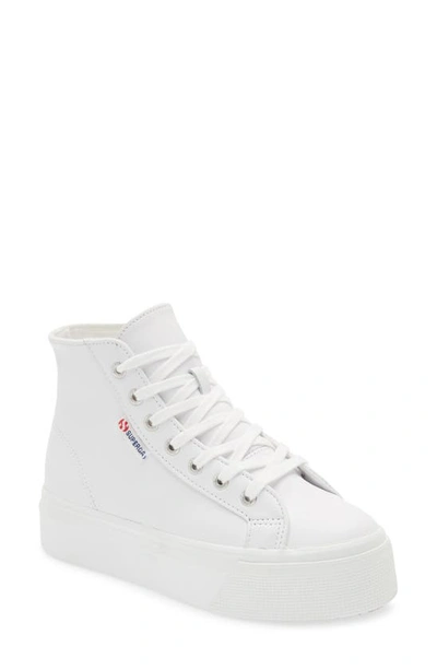 Shop Superga Acot Linea Platform Sneaker In White Leather