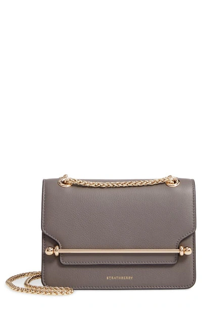 Shop Strathberry Mini East/west Leather Crossbody Bag In Slate