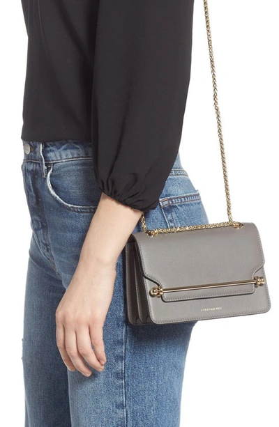Shop Strathberry Mini East/west Leather Crossbody Bag In Slate