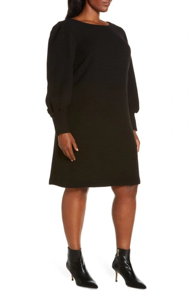 Shop Julia Jordan Rib Boat Neck Long Sleeve Sweater Dress In Black