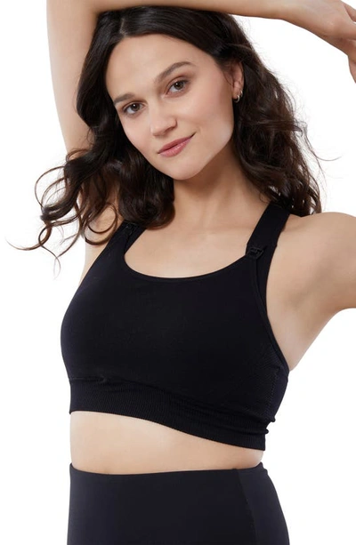 Ingrid And Isabel Set Of 2 Nursing Sports Bras In Black / Black