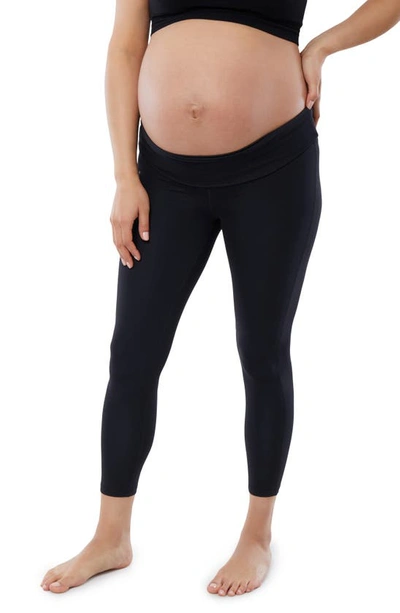 Ingrid And Isabel Set Of 2 Fold Down Waist Maternity Leggings In Black / Black