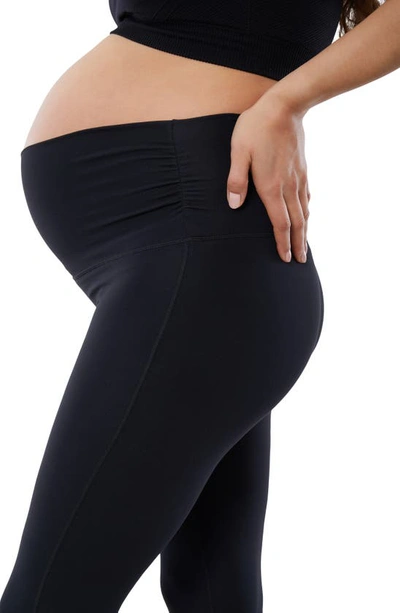 Ingrid And Isabel Set Of 2 Fold Down Waist Maternity Leggings In Black / Black
