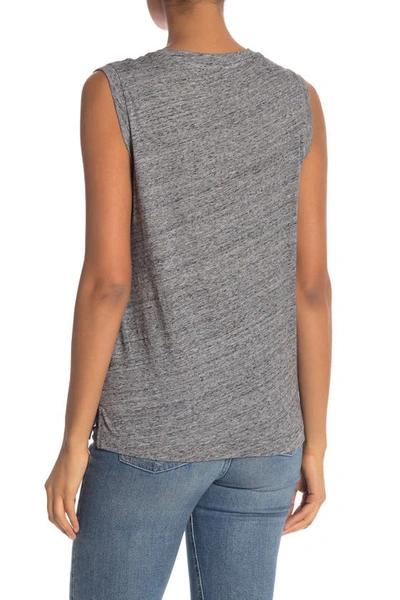 Madewell Whisper Cotton Crewneck Pocket Muscle Tank In Hthr Pewter
