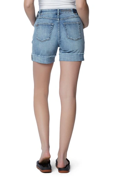 Hint Of Blu High Waist Roll Hem Shorts In Reef Blue Lt