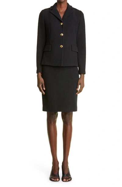 St John St. John Solid Stretch Knit Pencil Skirt In Black