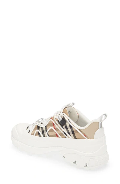 Shop Burberry Arthur Story 76 Check Sneaker In Archieve Beige/ White