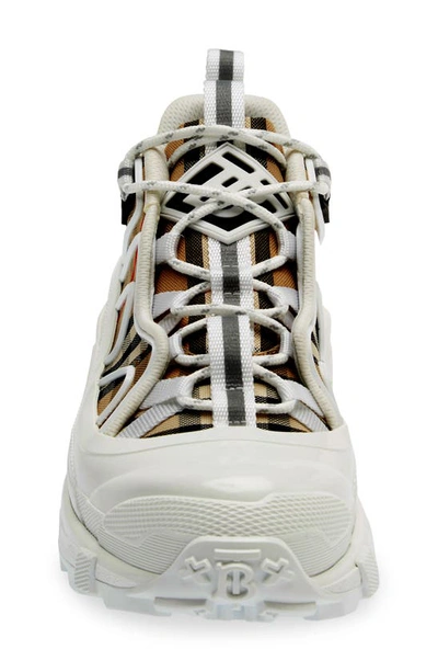 Shop Burberry Arthur Story 76 Check Sneaker In Archieve Beige/ White