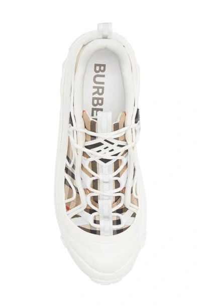 Shop Burberry Arthur Story 76 Check Sneaker In Archieve Beige/ White