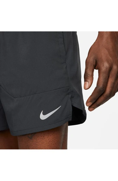 Nike Swoosh-print Running Shorts In Black/ Black
