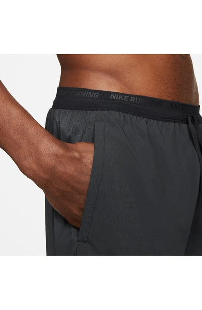 Nike Swoosh-print Running Shorts In Black/ Black