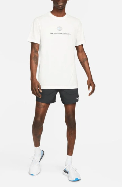 Nike Swoosh-print Running Shorts In Black/ Black