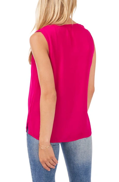Vince Camuto Ruffle Neck Sleeveless Georgette Blouse In Autumn Fuchsia