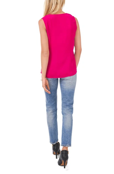 Vince Camuto Ruffle Neck Sleeveless Georgette Blouse In Autumn Fuchsia
