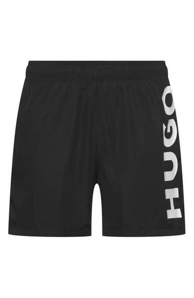 Shop Hugo Boss Boss Abas Recycled Polyester Logo Swim Trunks In Black