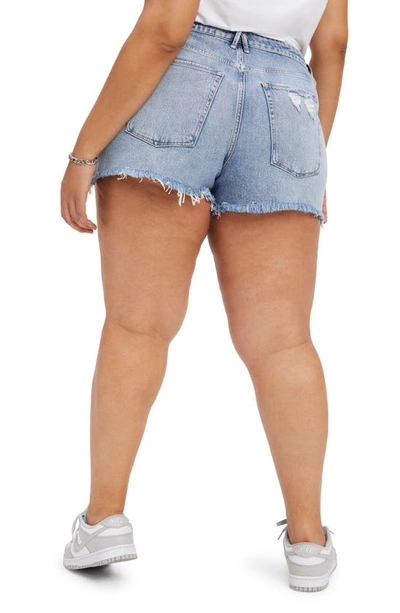 Shop Good American Good Girlfriend Cutoff Denim Shorts In Indigo108