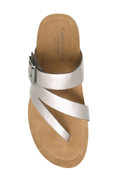 Shop Comfortiva Geary Wedge Sandal In Grey-gold