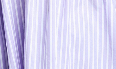 Shop L Agence Denver Off The Shoulder Smocked Ruffle Blouse In Lavender/ White Stripe