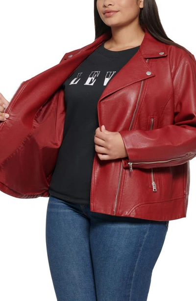 Levi's Faux Leather Moto Jacket In Deep Red