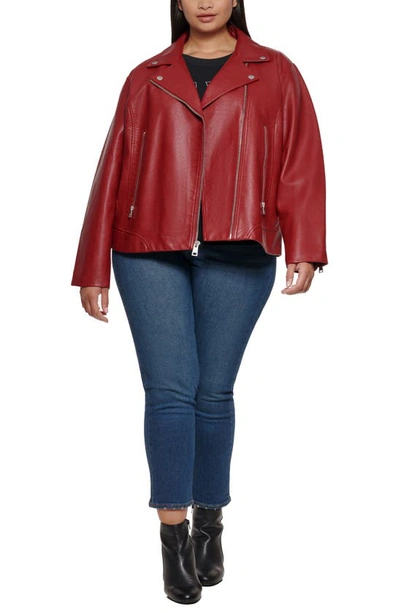 Levi's Faux Leather Moto Jacket In Deep Red
