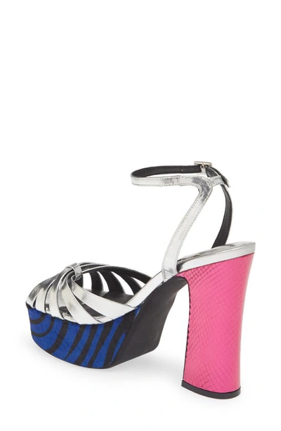 Shop Jeffrey Campbell Rockin' Out Ankle Strap Platform Sandal In Silver Pink