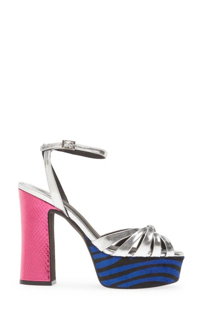Shop Jeffrey Campbell Rockin' Out Ankle Strap Platform Sandal In Silver Pink